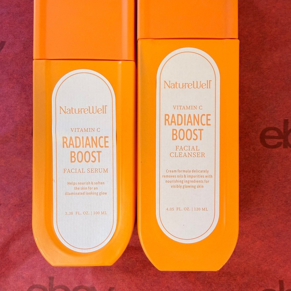 NEW NatureWell Vitamin C Radiance Boost Skincare Serum Cleanser Set Orange